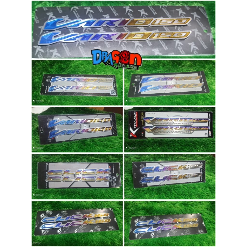 Logo emblem titanium honda vario 125 150 160 click original vietnam 1 set/ sepasang
