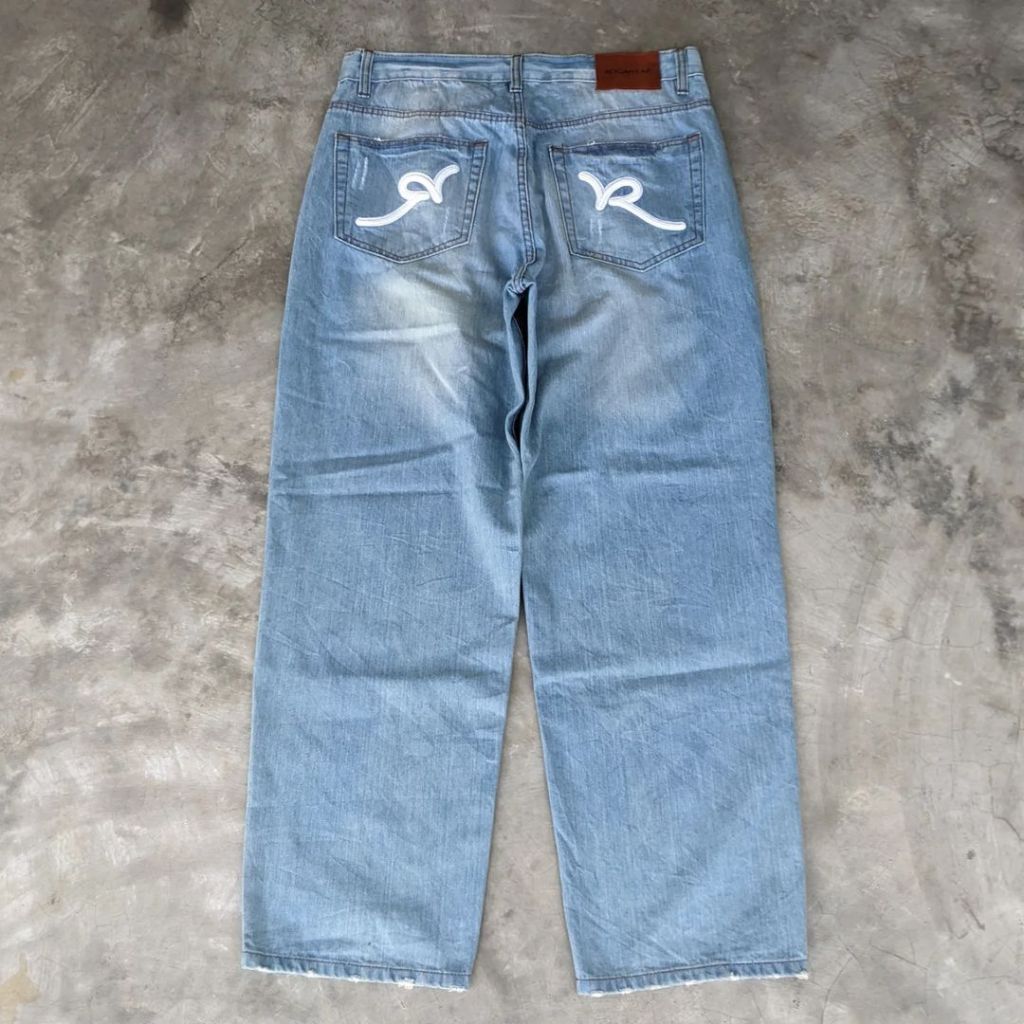 Celana Panjang Jeans Baggy Y2K Pria ROCA WEAR Original Size 35