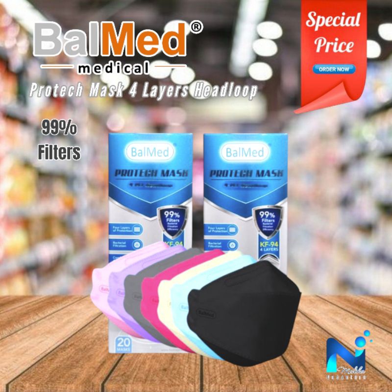 BALMED KF94 Headloop BFE 99.77%  Masker Medis Hijab Original KF 94 Balmed isi 20 Pcs