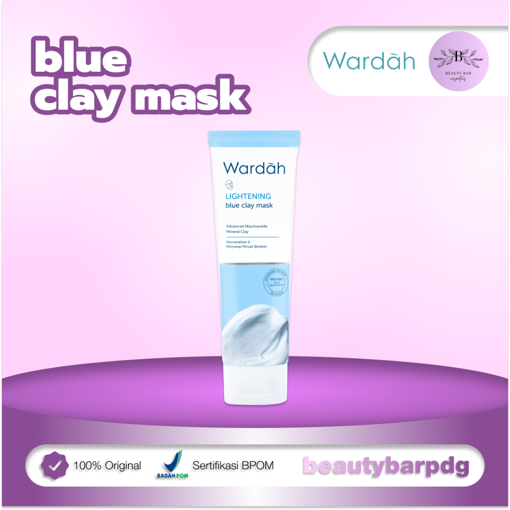 Wardah Lightening Blue Clay Mask 50gr | Face Mask | Masker Wajah Mencerahkan