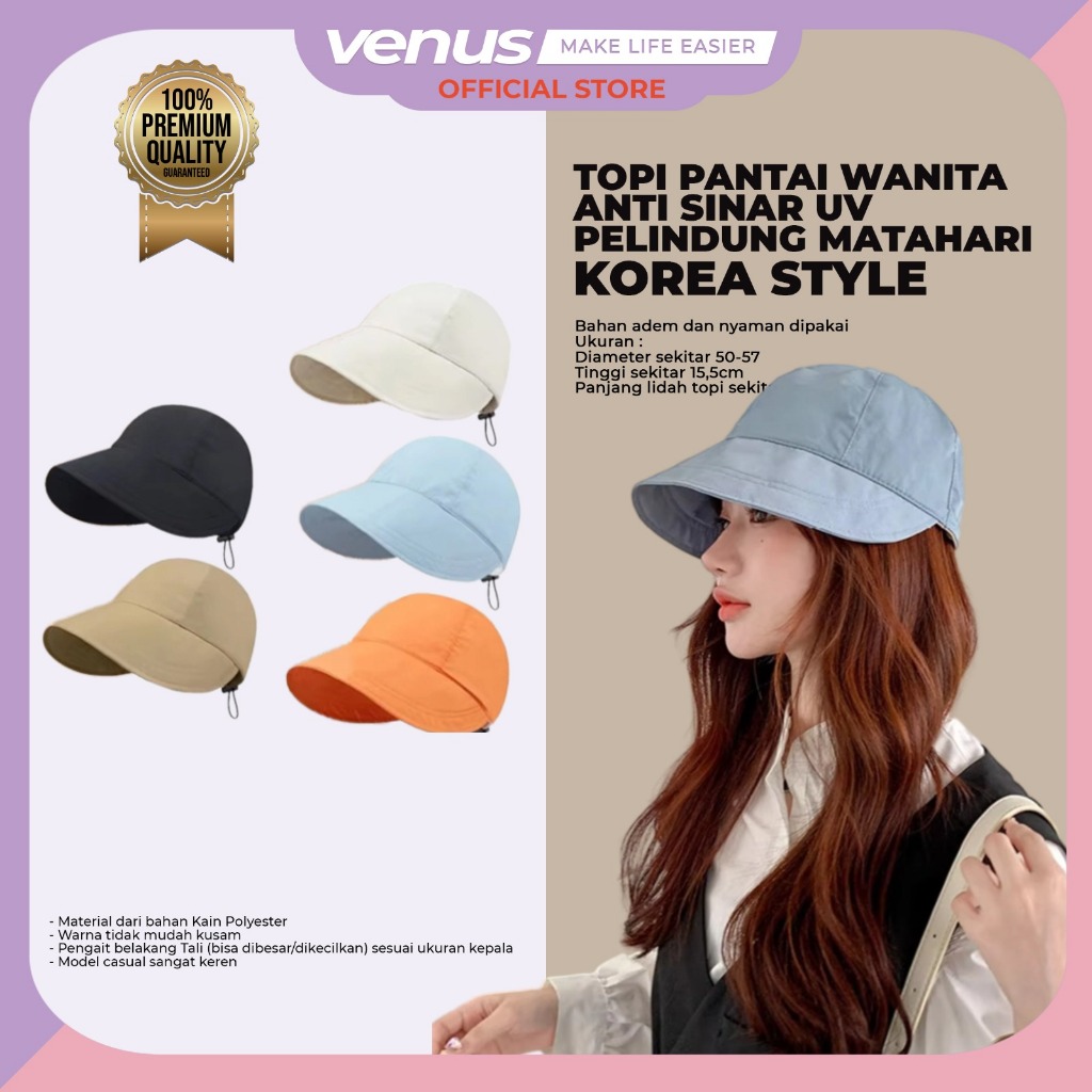 Topi Pantai Wanita Korea Style Visor Anti Sinar UV Pelindung Matahari Bucket Half Sun Hat Aksesoris 