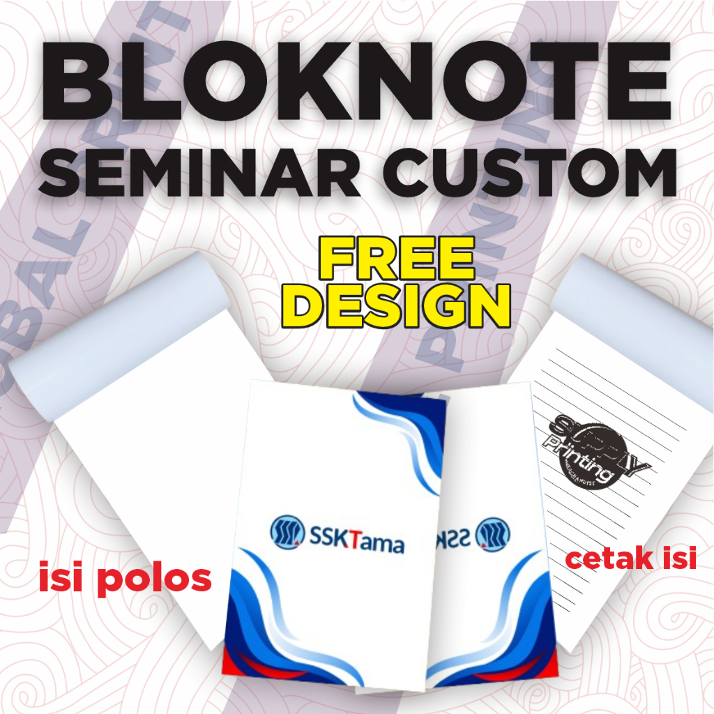

Blocknote A5/A6 isi 30 lembar HVS polos cetak cover depan
