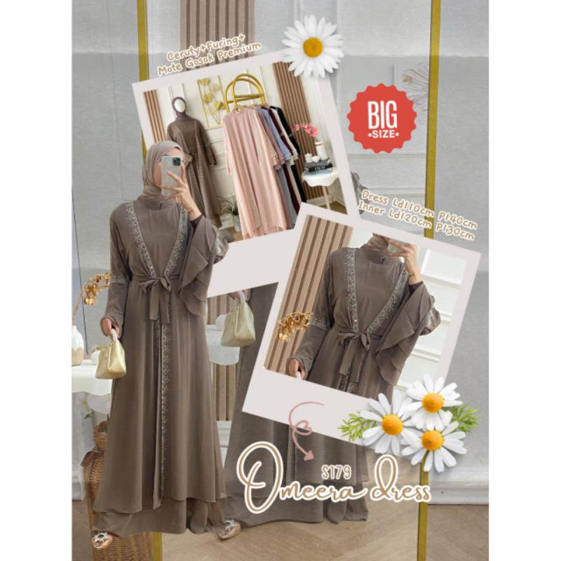 Grosir Omeera Dress S179 bahan ceruty furing mote gosok premium LD 110