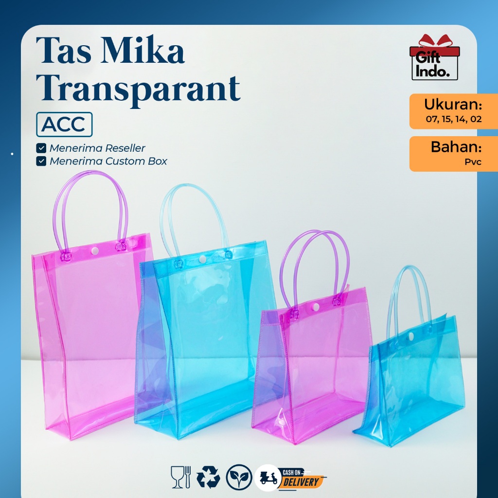 

Tas mika PVC Hitam Transparan Tas Souvenir Goodiebag Ultah Hampers Tas Mika Warna Goodiebag Polos