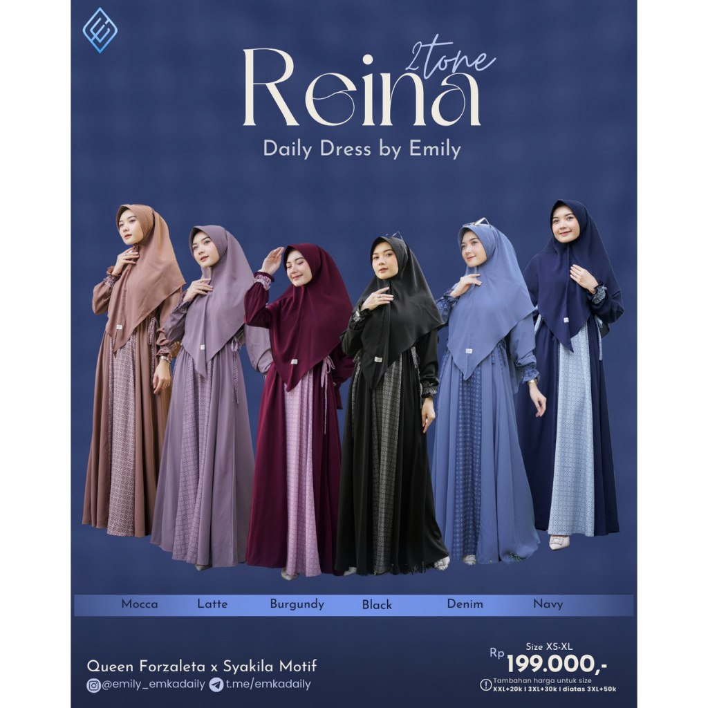 Reina dress 2tone only by emily/emka hijab