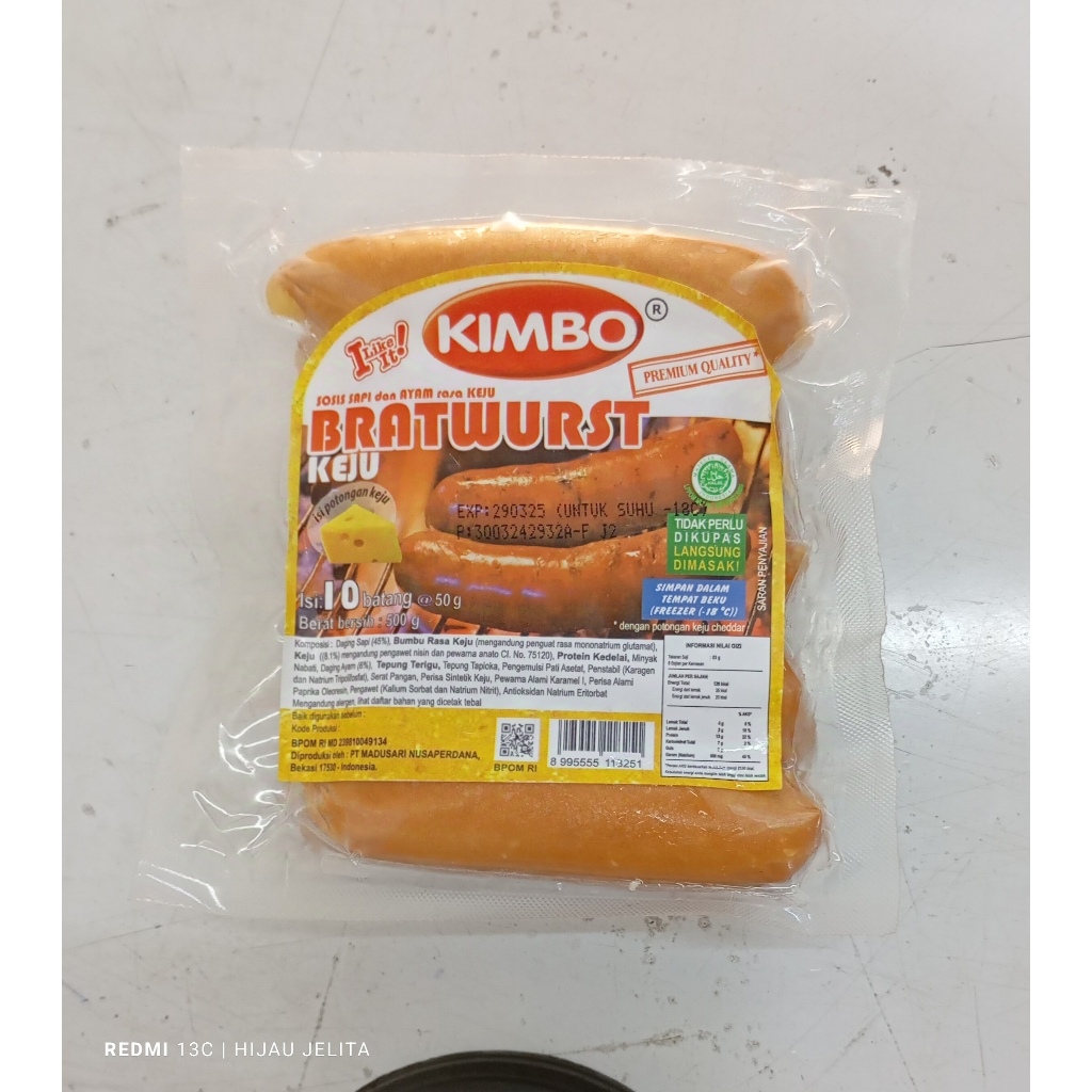 

KIMBO MINI BRATWURST KEJU 500G