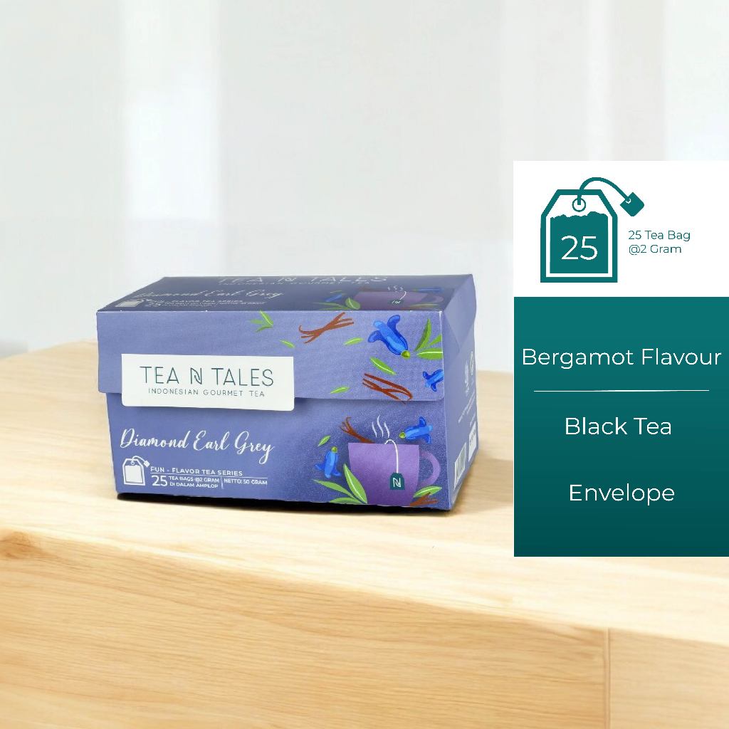 

Teh Celup Earl Grey by Tea N Tales | Tea 25pouch | 25 tea bags @2 Gr envelope | Diamond Earl Grey