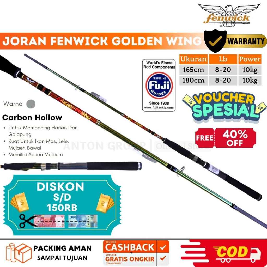 Joran Pancing Fenwick Golden Wing FGWS562 MH FGWS602 MH 165 180CM 8-20LB