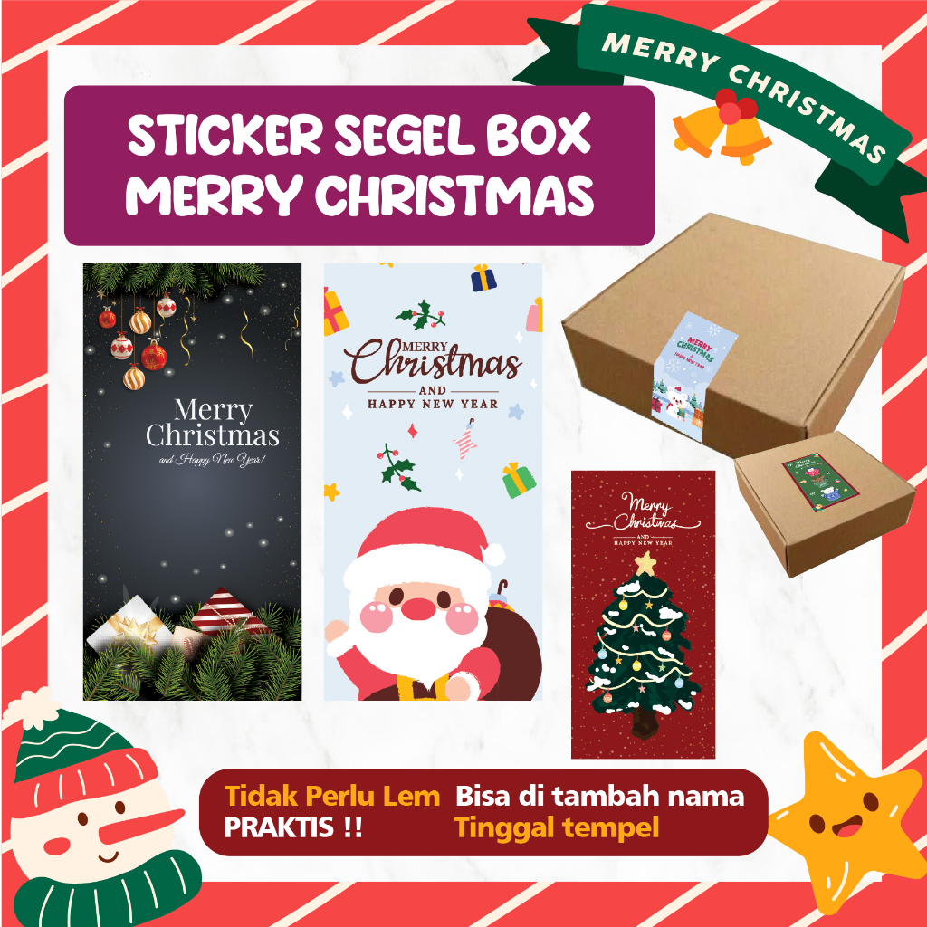 

[35 Pcs] Stiker Segel Kardus / Stiker Segel Packaging Tema Natal Merry Christmas Tahun Baru