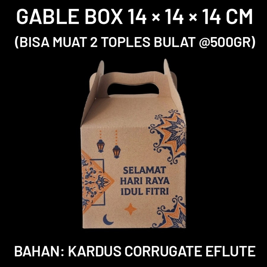 

10 Pcs Gable Box Hampers Lebaran Toples Bulat Isi 2 Dus Kue Kering Ukuran 14 x 14 x 14cm