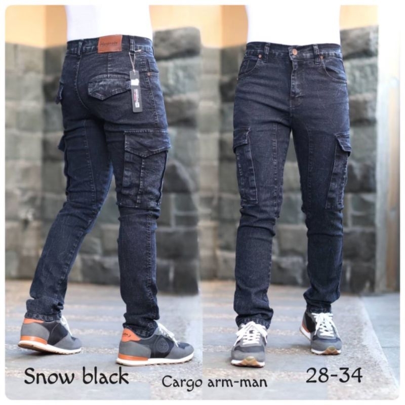 CARGO JEANS PRIA PANJANG/CELANA CARGO PRIA PANJANG JEANS DENIM STRETCH