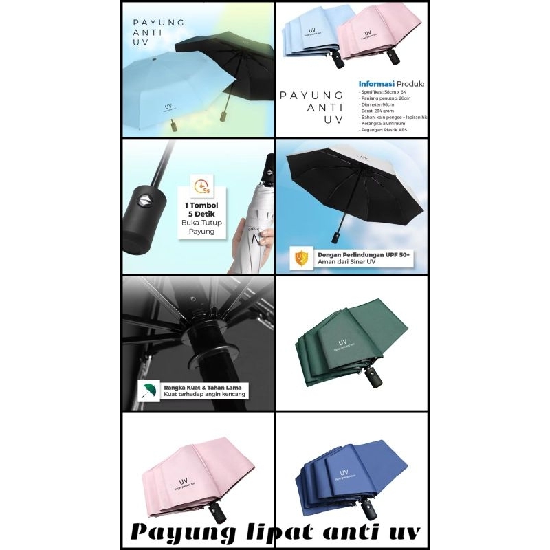 Payung Lipat UV Otomatis/ Payung Lipat UV Manual/ Payung Lipat  3D/ Payung Lipat Motif Beruang/ Payu