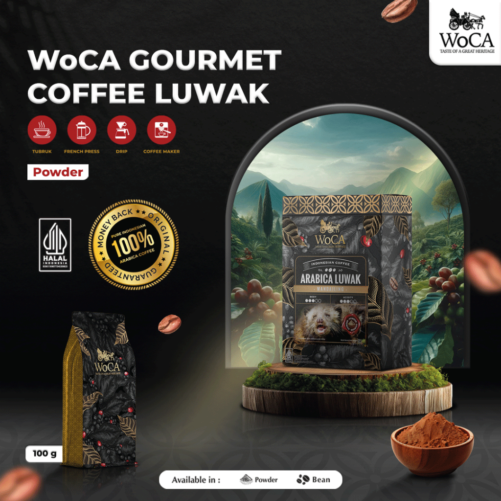 

WoCA Gourmet Arabica Mandailing Luwak Coffee Powder 100gr