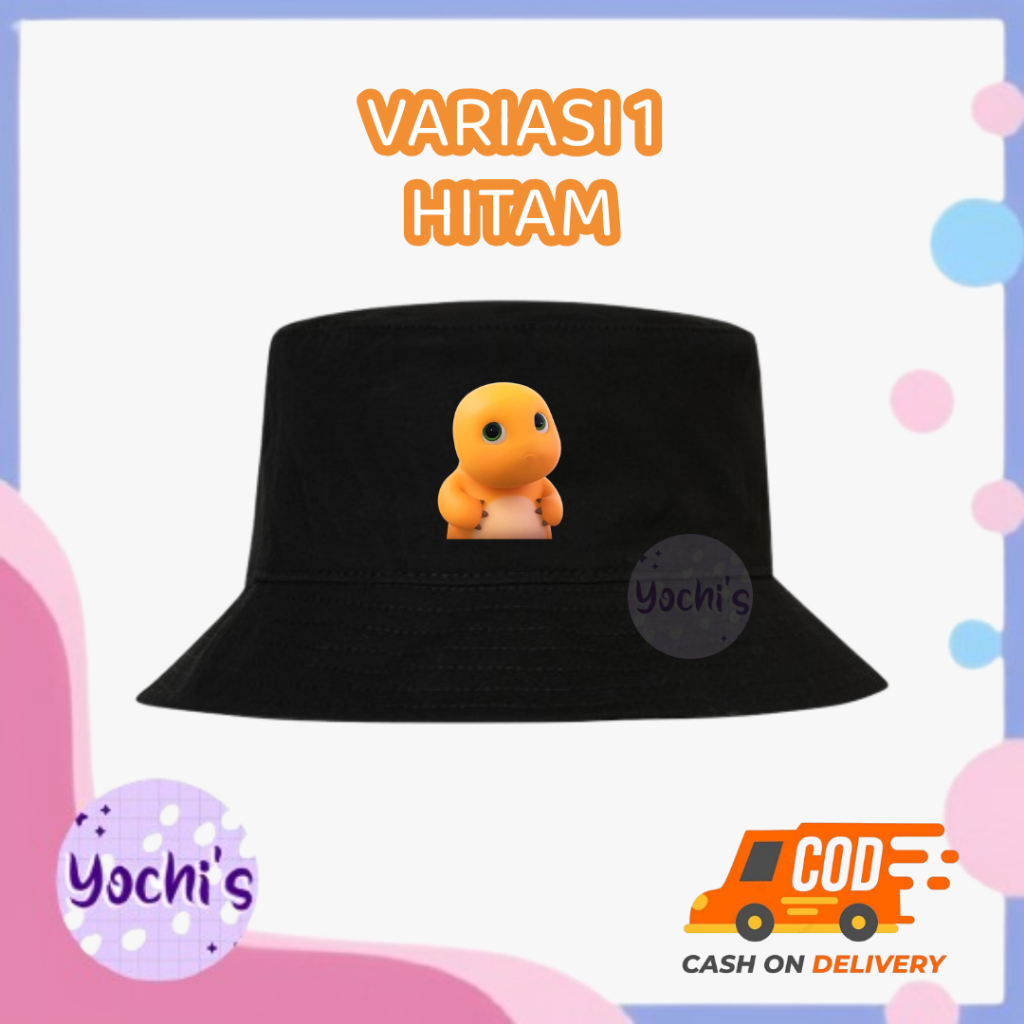 [READY] - TOPI BUCKET NAILONG DINO DEWASA DAN ANAK DINOSAURUS KUNING