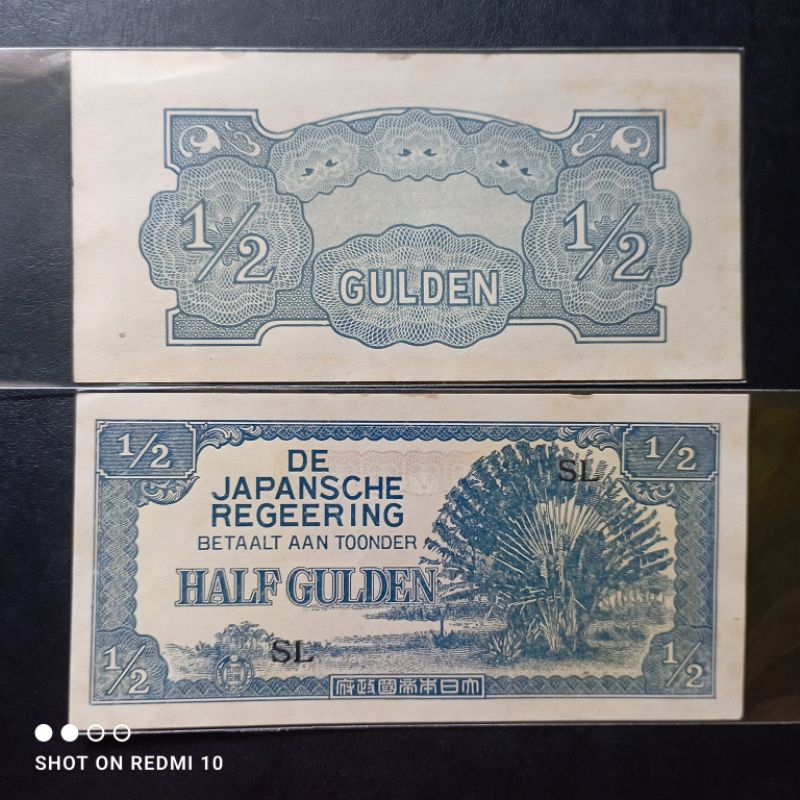 uang kertas kuno ½ gulden regeering tahun 1942