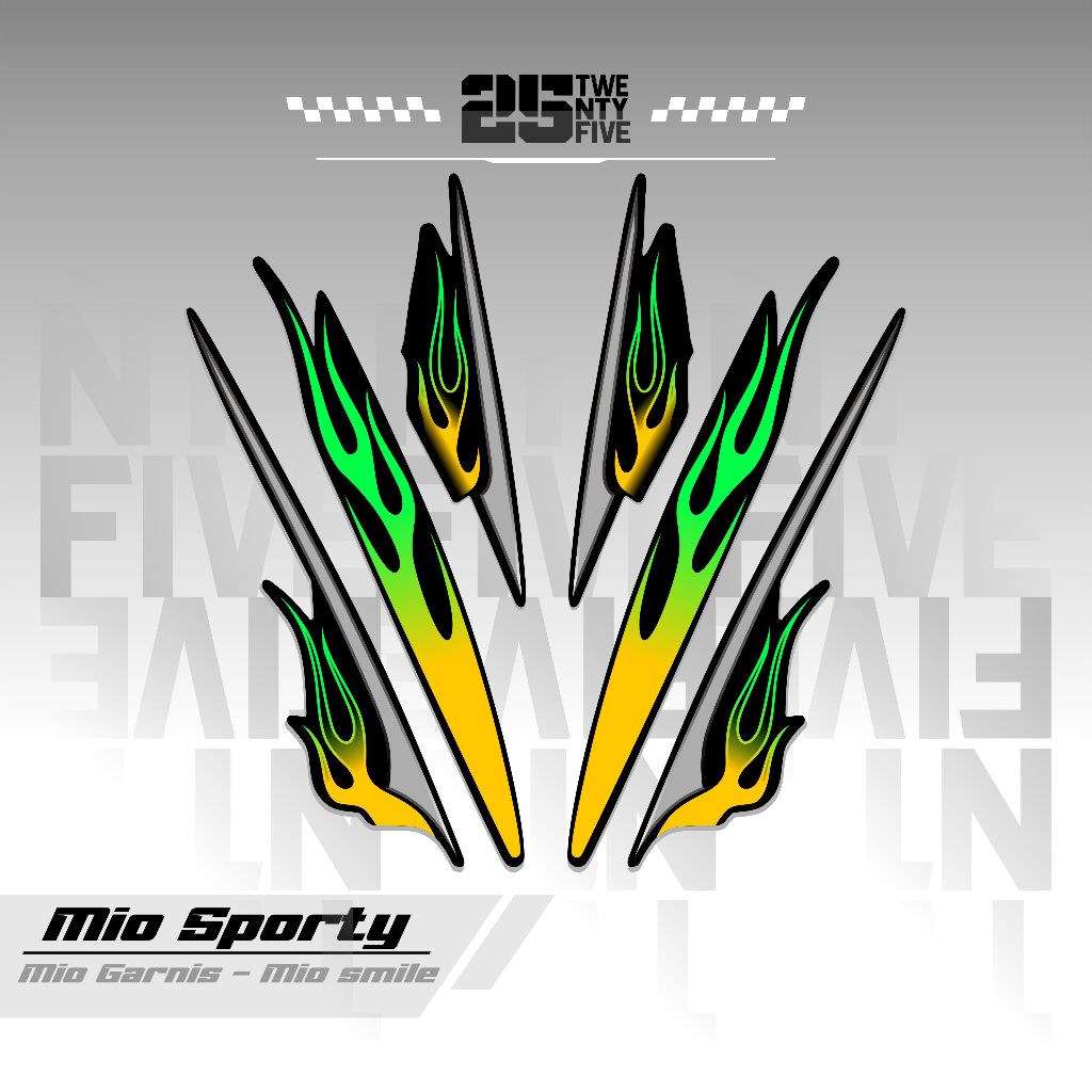 STRIPING MIO SPORTY API/VARIASI 9/DASAR HITAM/STIKER MIO SPORTY/MIO SMILE/STRIPING MIO API/STIKER MO