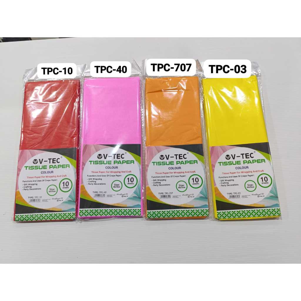 

V-Tec Tissue Paper Colour Ukuran 50X70CM 25GSM Isi 10 Lembar GMP