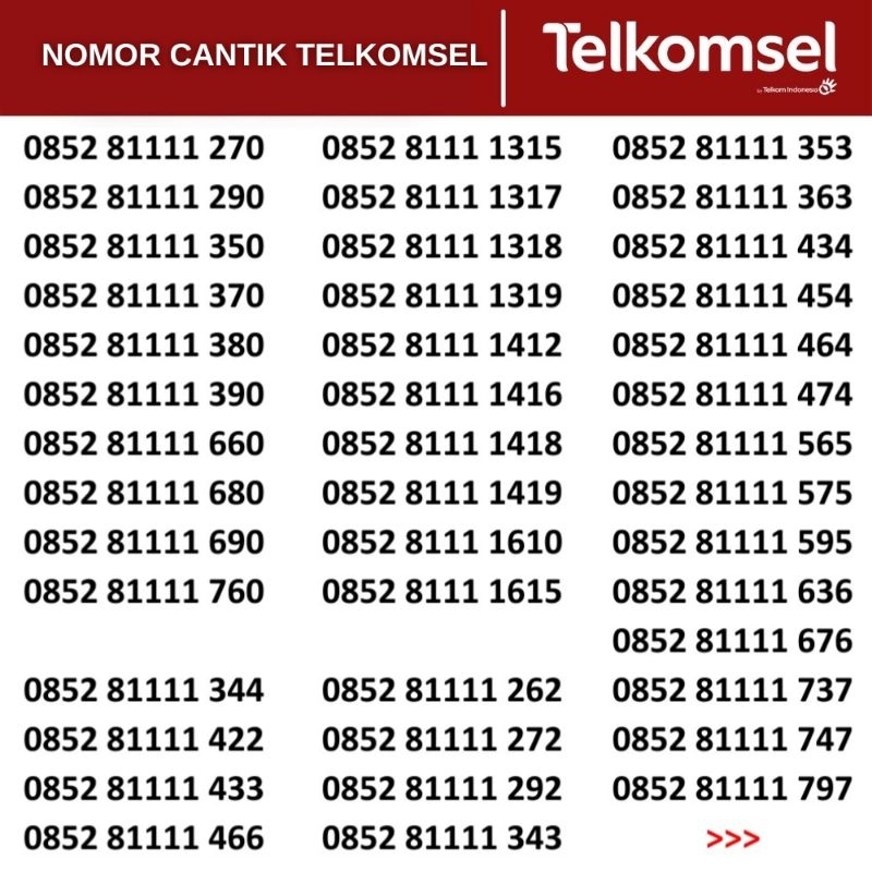 Kartu Perdana Nomor Cantik Telkomsel Simpati Seri 8000