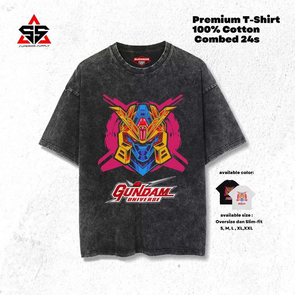 SUPERIOR Kaos Gundam Oversized washed tshirt Oversize slimfit sandwash GDM-15