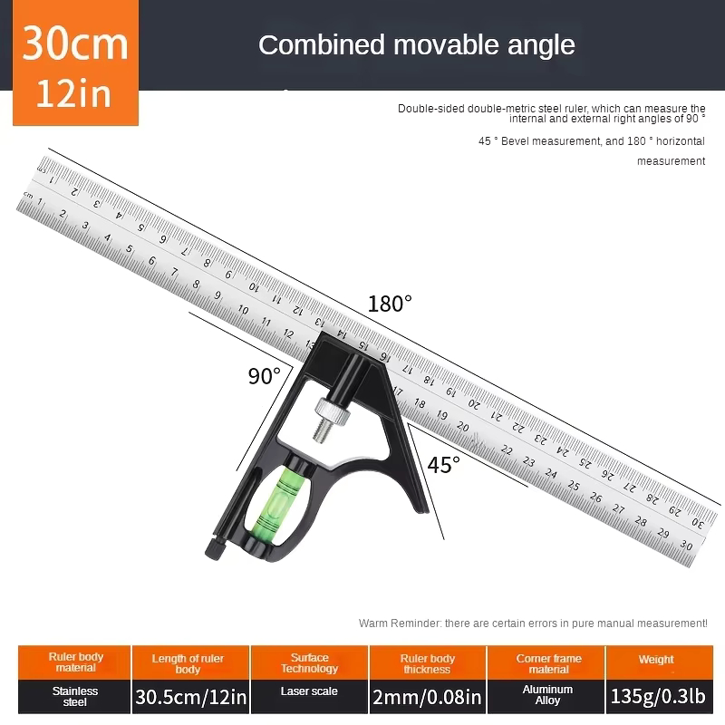 

PENGGARIS SIKU SIGMAT Adjustable Combination Right Angle Ruler 45/90 Degree