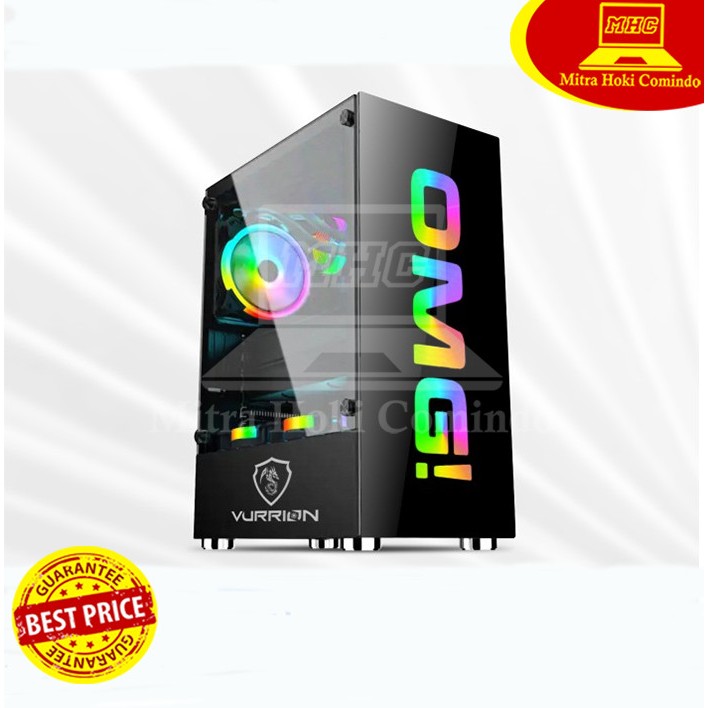 CASING PC VURRION CASING KOMPUTER GAMING VURRION OMG BLACK 3 FAN RGB PC CASE