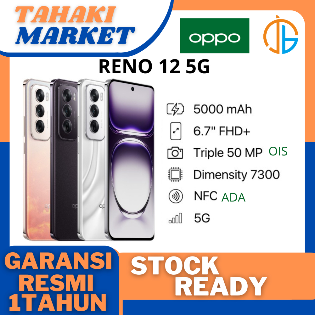 OPPO Reno12 5G 12GB/256GB Smartphone Garansi Resmi Oppo Indonesia