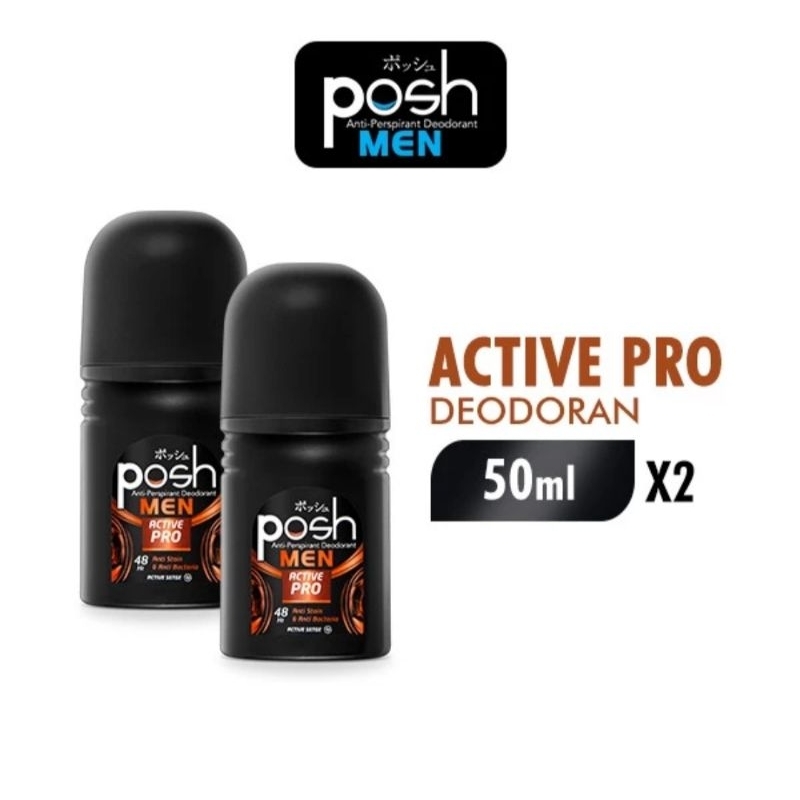 2pcs - Posh Deodorant Active Pro 50 ml / Deodorant Pria Posh