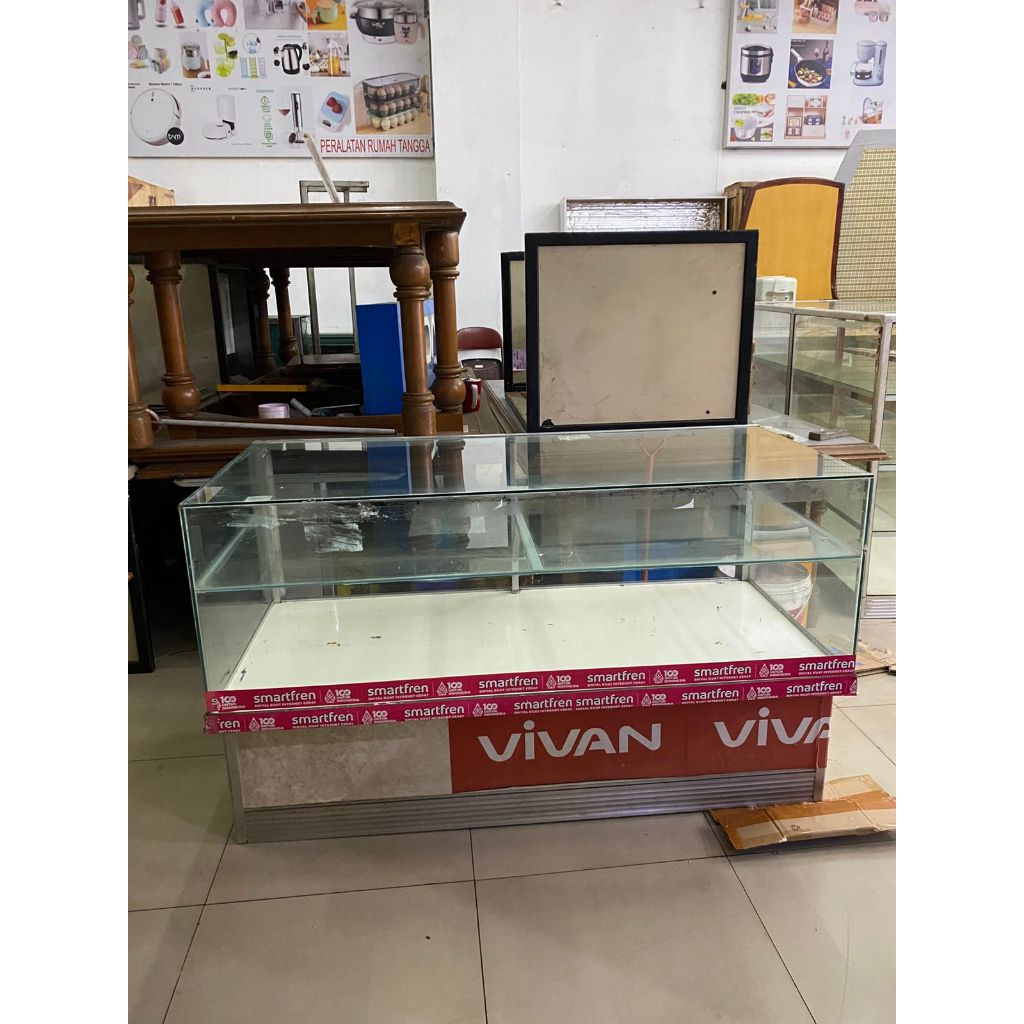 ETALASE KACA DISPLAY PAJANGAN SECOND SEKEN BEKAS UK 200 x 70 x 90