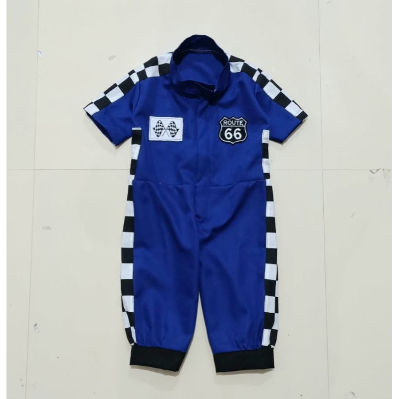 wearpack pembalap biru elektrik/wearpack pembalap anak/baju pembalap anak/kostum pembalap anak/jumpe