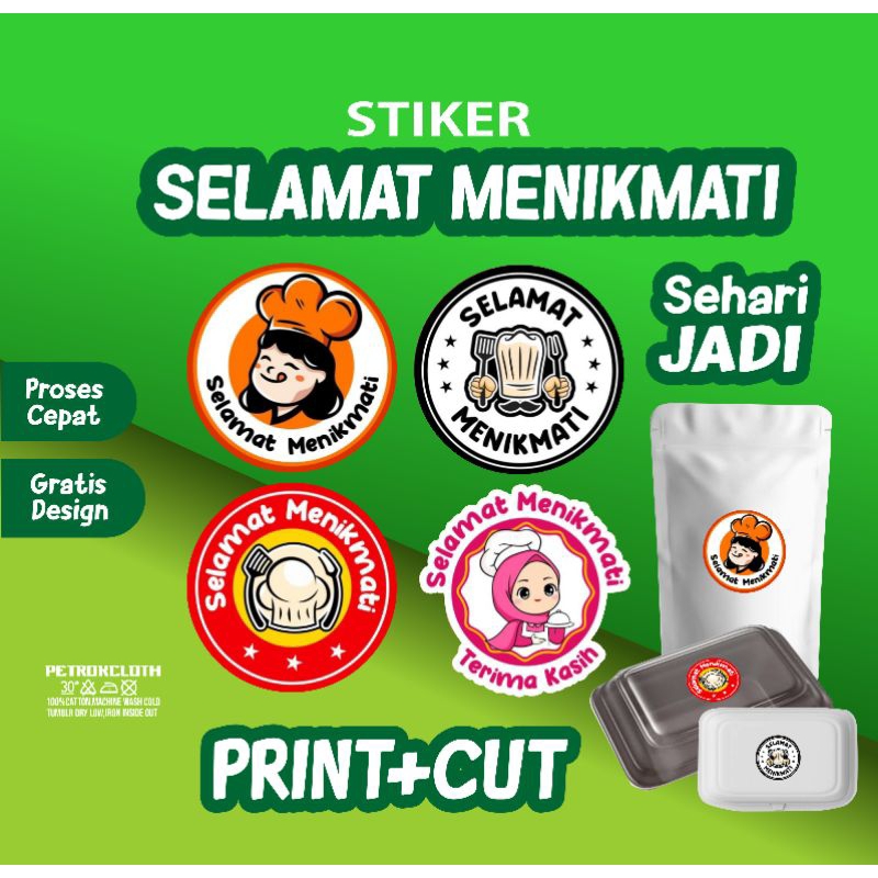 

Cetak stiker lebel SELAMAT MENIKMATI ,A3 kromo+cutting (kotak,bulat,oval dan lain-lain,)