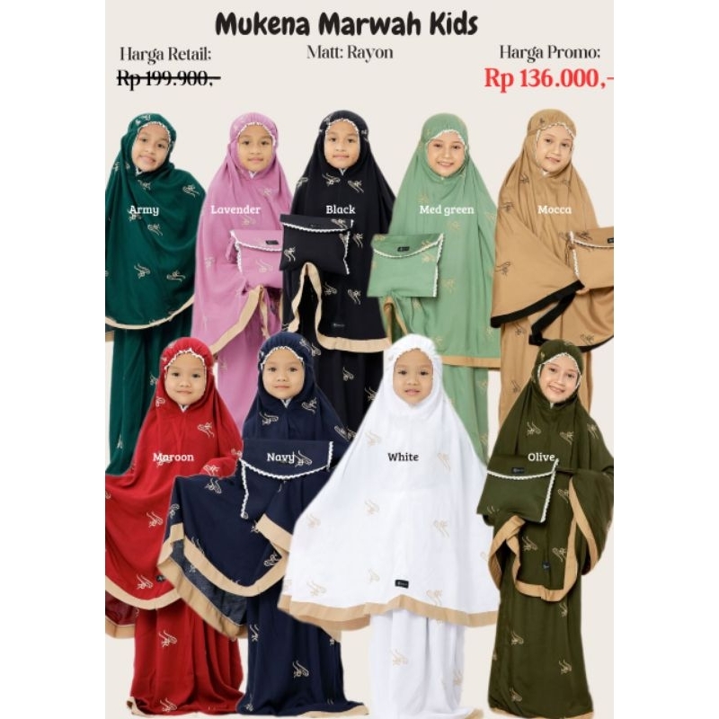❤ BEST SELLER ❤ MUKENA MARWAH KIDS ORI By HIJAB ARRAFI || MUKENA ANAK || MUKENA POTONGAN || MUKENA O