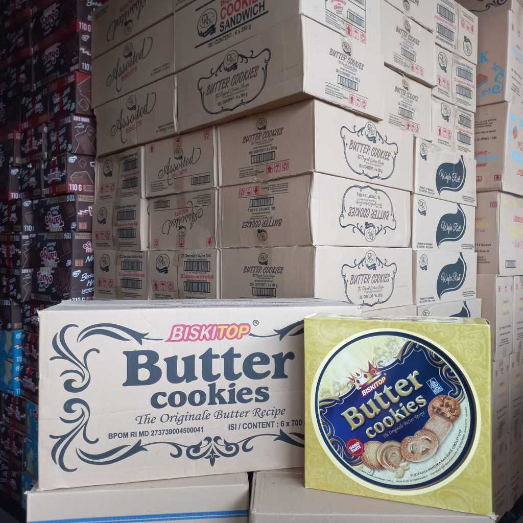 

Biskitop buter cookies 700 gram (BESAR) 1 dus isi 6 kaleng