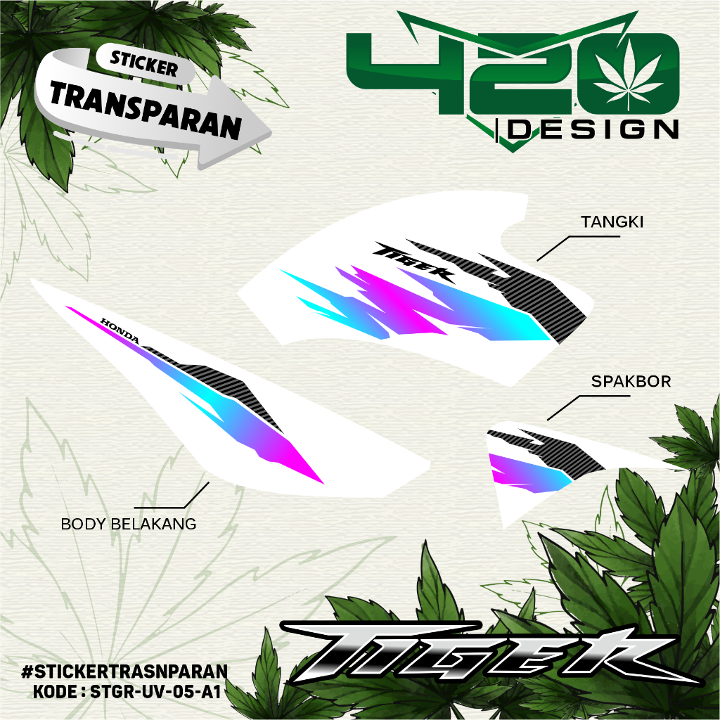 Striping Tiger Revo-Stiker Decal Tiger Revo Carbon Transparan  - STGR-UV