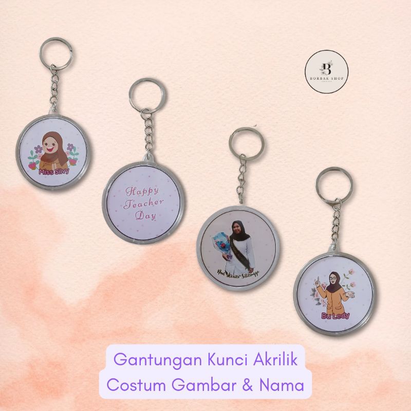 Gantungan Kunci Akrilik Custom Foto Nama