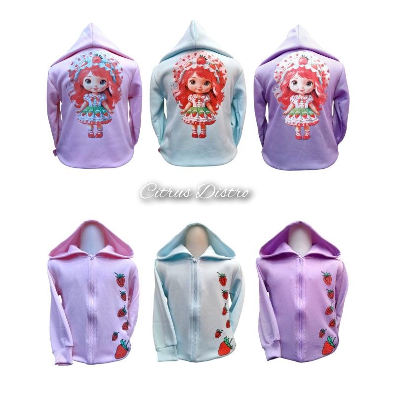 Jaket Anak Perempuan Strawberry Girl Bahan Fleece/Jaket Anak/Jaket Anak Cewek Murah/Jaket Anak Perem
