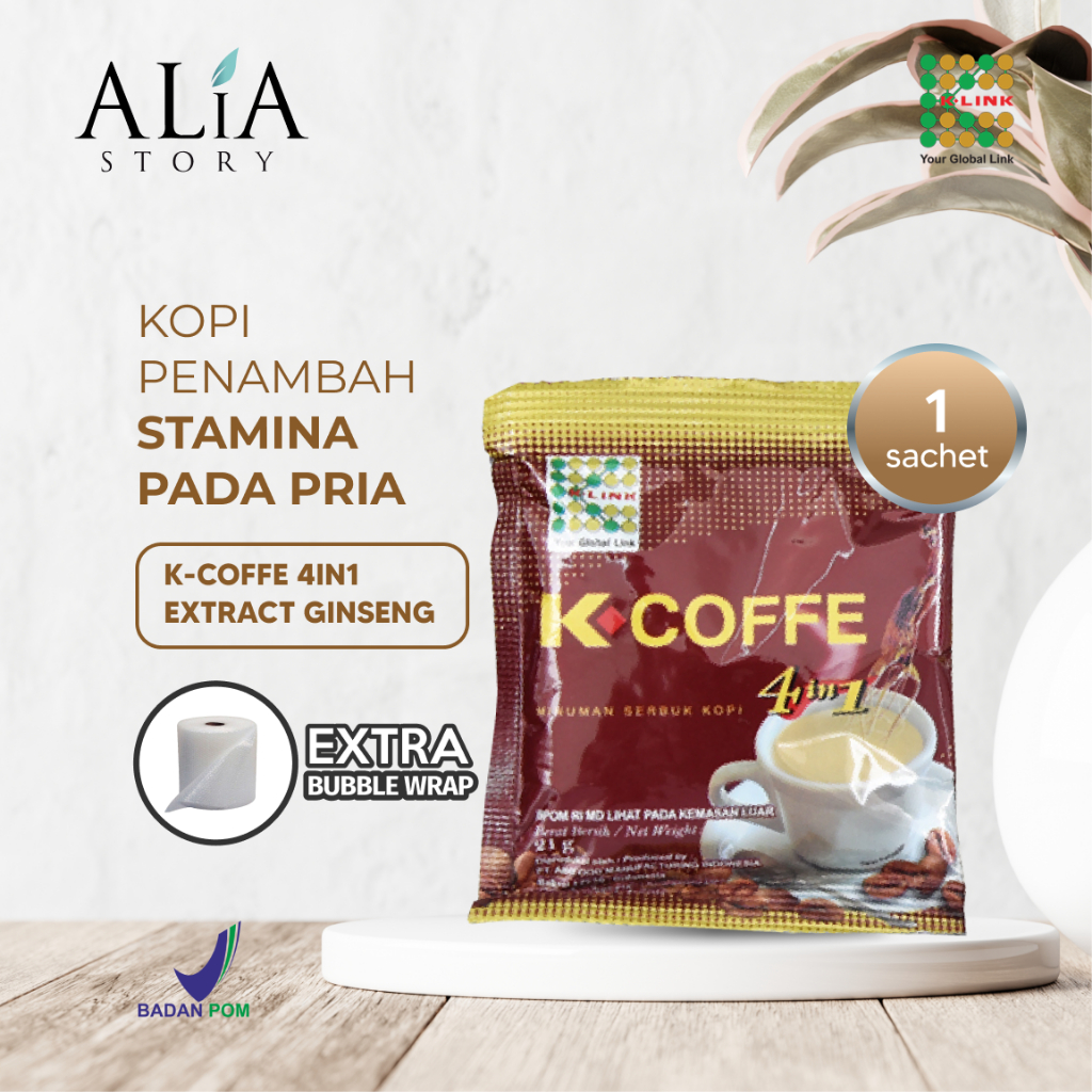 K-Coffe 4in1 Arabica Sachet (1 Sachet) BPOM K-Link Original Kopi Ginseng Penambah Stamina