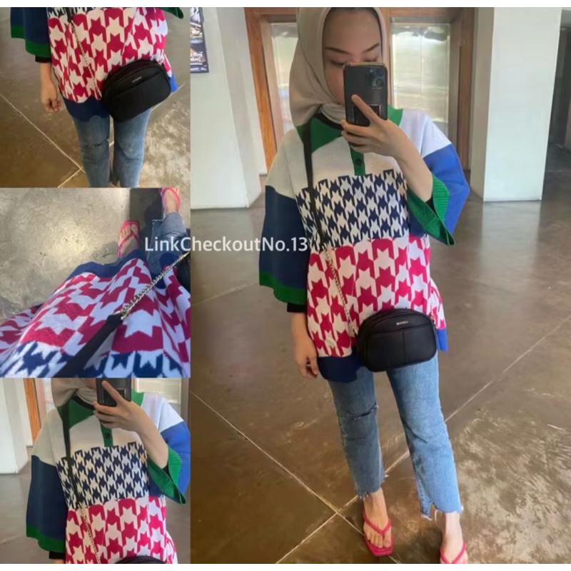 AURORA KNITSHIRT houndstooth PRELOVED