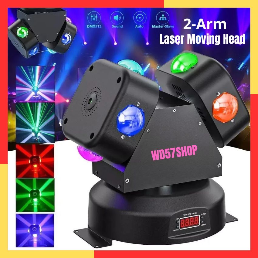 Lampu Lighting Disco Panggung DJ Party Sorot LED Laser Strobo Moving Head Beam Putar RGB DMX512