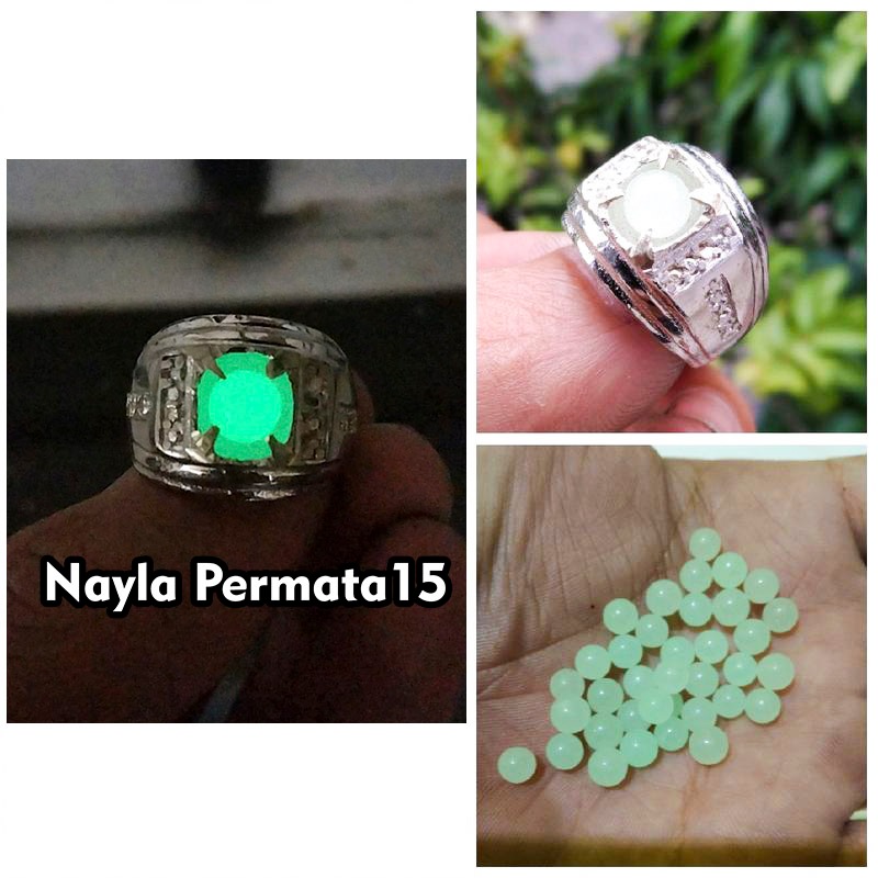 Cincin akik mustika lipan pospor hijau nyala jika dalam kegelapan