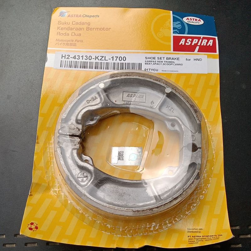kampas rem belakang Honda Beat Scoopy Vario spacy ORIGINAL ASPIRA