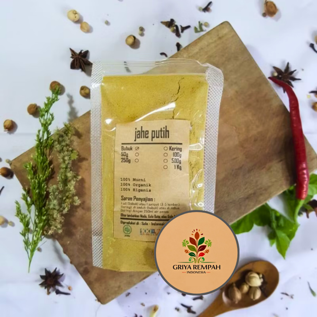 

JAHE PUTIH BUBUK 50 GRAM Premium – Rimpang Rempah Herbal Murni 100% Alami Kering Jamu Tradisional & Minuman Sehat White Ginger Zingiber Officinale Var amarum