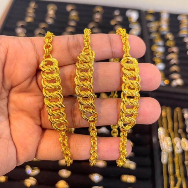 gelang coco nori viral Lapis Emas 24krt Crum Emas Muda 14gram gelang Cewek Replika Premium Gold