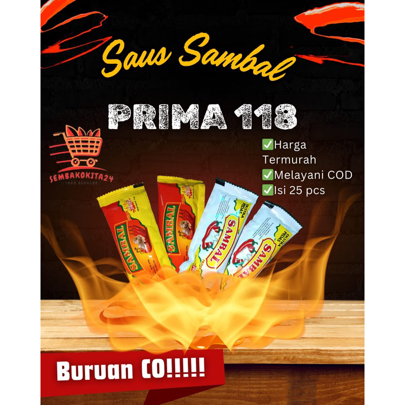 

Saos Sambal Prima Sachet 1 Pack Isi 25 Pcs @ 9 Gram