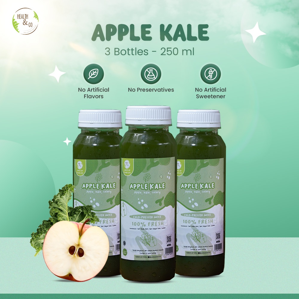 

Health & Co - Apple Kale Drink - Minuman Sehat - 3 Bottles @250ML