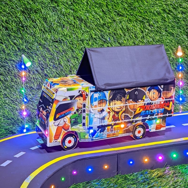 Mainan Miniatur Truk Oleng Roda Kayu Bisa Belok Mainan Miniatur Truk Oleng Lampu Variasi Full Lampu 