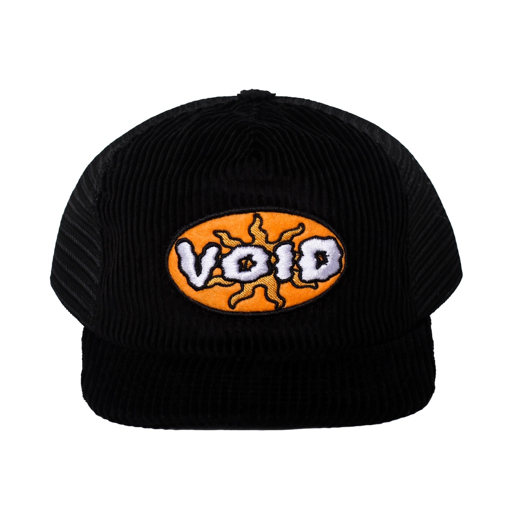 VOID | Corduroy Unstructured Trucker Hat Sun All Black - Topi Jaring Corduroy
