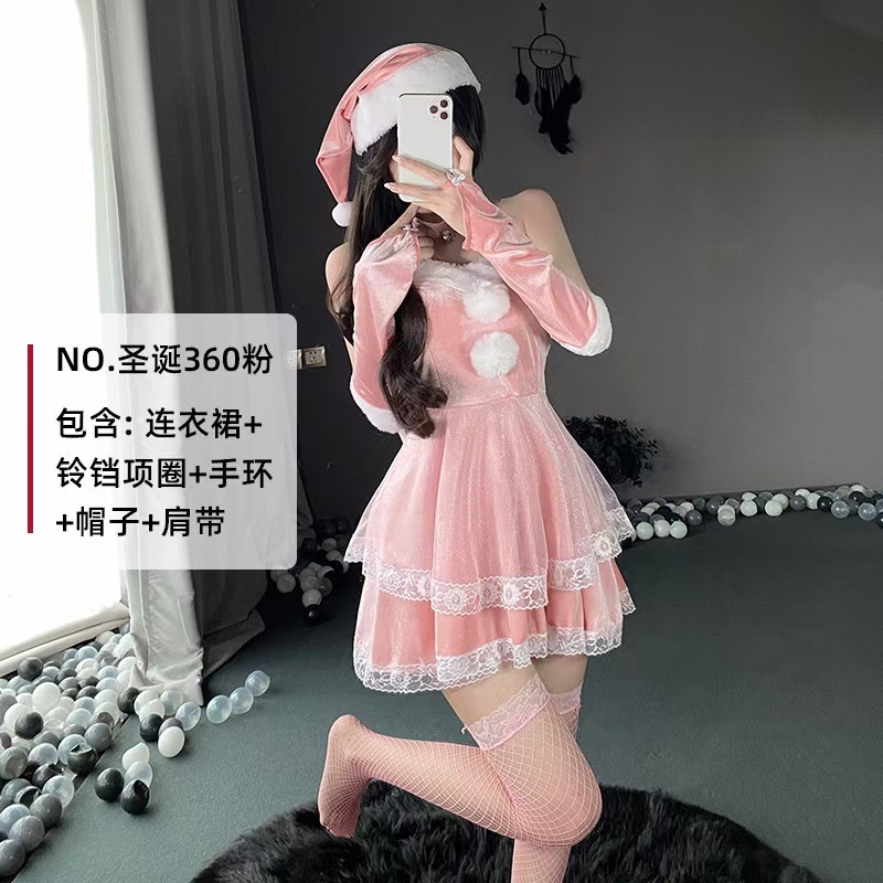 Christmas Cosplay Costume Dresses Women Santa Velvet Bunny Girl Lingerie Christmas Halloween Party C