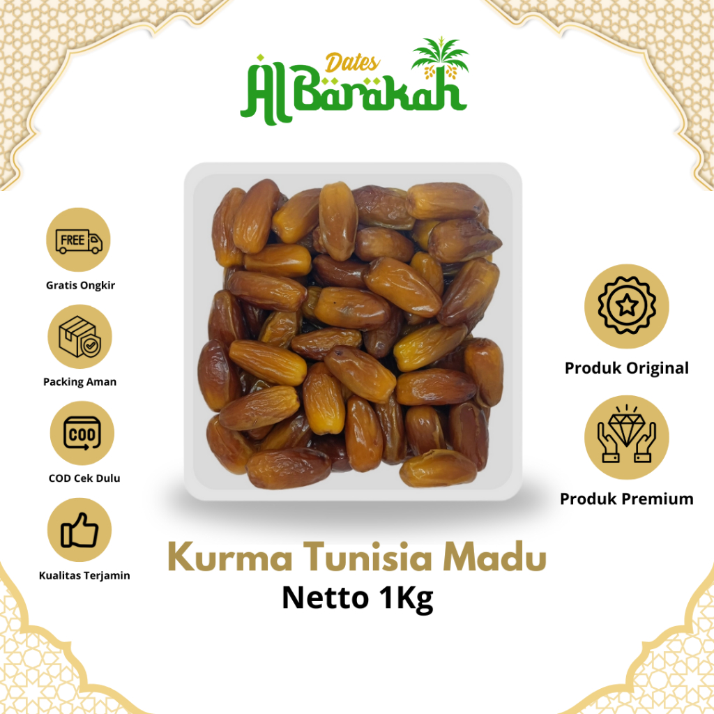 

Kurma Tunisia Madu Al Baraka Original Deglet Noor Kemasan 1kg Kualitas Premium Oleh oleh Haji