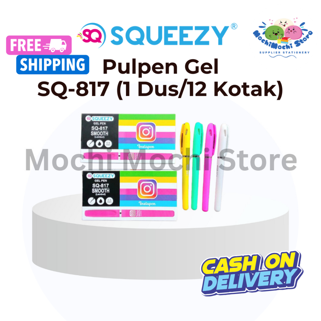 

PER DUS/12 KOTAK/144 PCS Pulpen SQUEEZY Instapen GP-SQ817 | Gel Pen | Needle Tip 0.5mm | Pulpen Gel SQUEEZY GPSQ-817 | Bolpen Gel