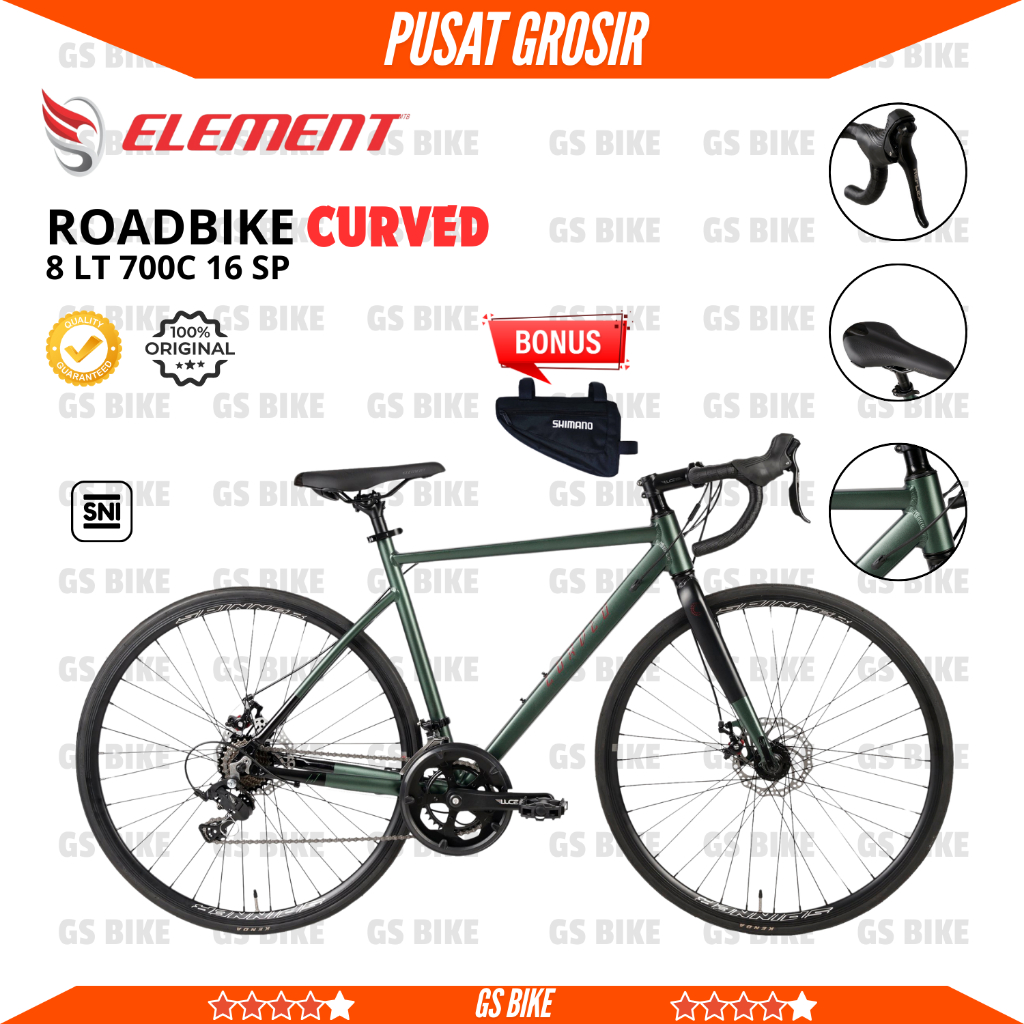 ROADBIKE ELEMENT CURVED 700C 16SP SEPEDA BALAP BONUS TAS FRAME
